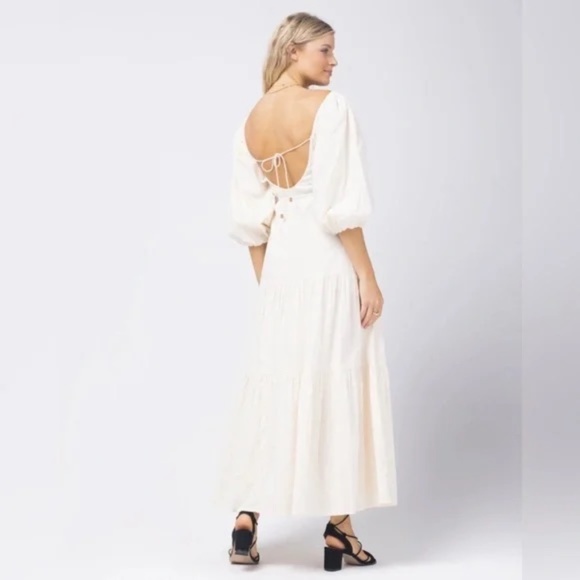 L*Space Bahia Open Back Peasant Maxi Dress Cream Size S - NWT - Picture 7 of 11